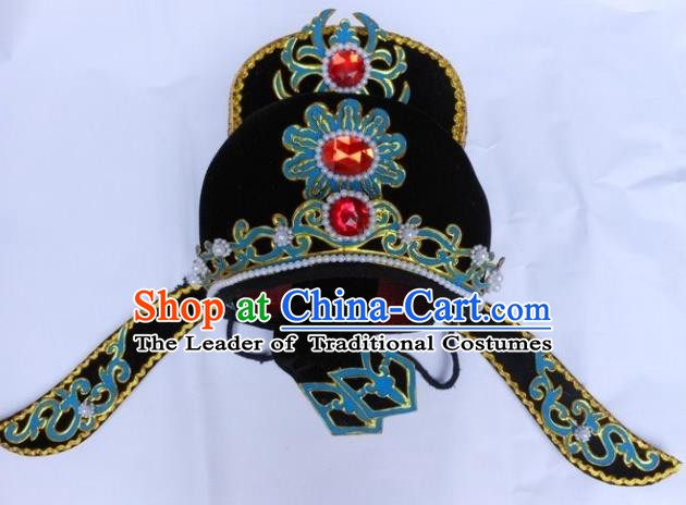 Traditional Chinese Beijing Opera Scholar Black Hats Peking Opera Niche Headwear