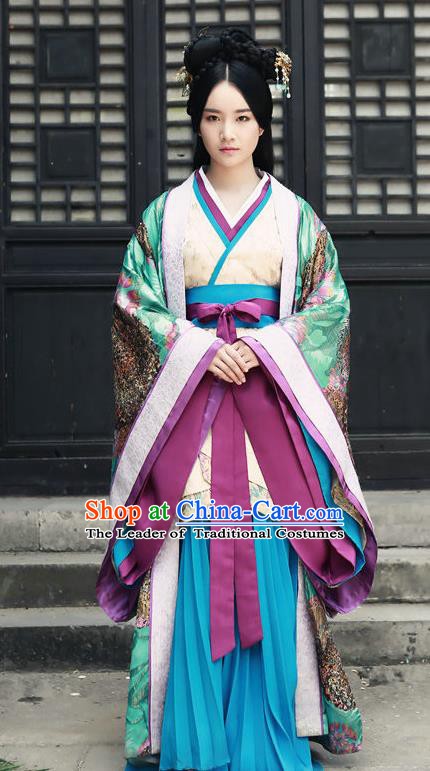 Chinese Han Dynasty Imperial Concubine Jia Hanfu Dress Ancient Palace Lady Replica Costume for Women