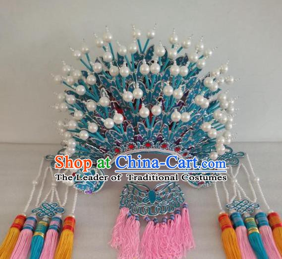 Traditional Chinese Beijing Opera Diva Handmade Phoenix Coronet Peking Opera Actress Hats Headwear