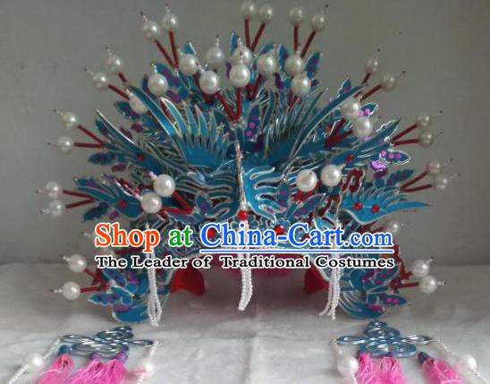 Traditional Chinese Beijing Opera Diva Wedding Phoenix Coronet Hair Accessories Peking Opera Actress Hats Headwear