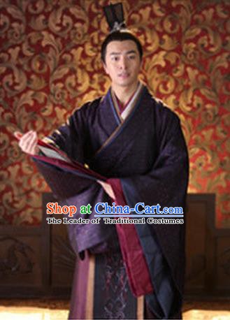Traditional Ancient Chinese Han Dynasty Nobility Childe Lv Lu Replica Costume for Men