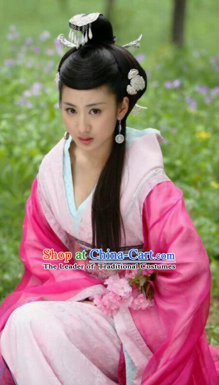 Ancient Traditional Chinese Han Dynasty Imperial Consort Zhao Hede Hanfu Dress Embroidered Replica Costume for Women