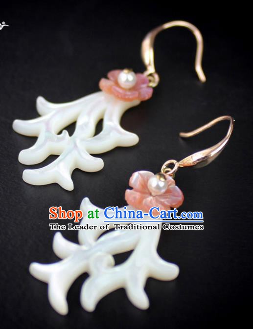 Chinese Ancient Handmade Accessories Shell Earrings Eardrop for Women