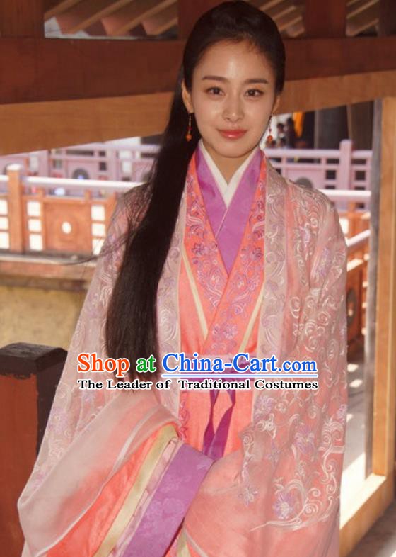 Chinese Ancient Wei and Jin Dynasties Nobility Lady Chi Xuan Wife of Wang Xizhi Hanfu Dress Replica Costume for Women
