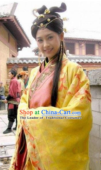 Chinese Ancient Han Dynasty Palace Lady Imperial Concubine Embroidered Hanfu Dress Replica Costume for Women
