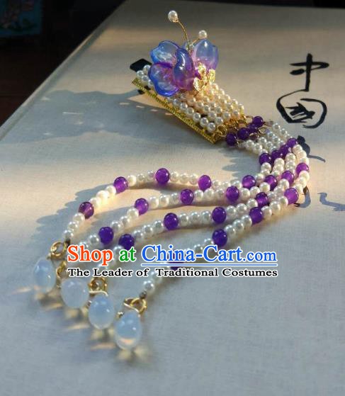 Chinese Handmade Ancient Hair Accessories Classical Hanfu Beads Tassel Hair Stick Hairpins for Women