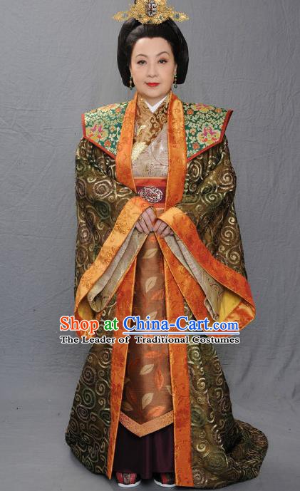 Ancient Chinese Warring States Period Empress Dowager Shen of Qi State Hanfu Dress Replica Costume for Women