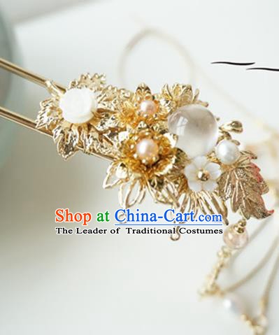 Chinese Ancient Handmade Fine Copper Hair Clip Hanfu Hairpins Hair Accessories for Women