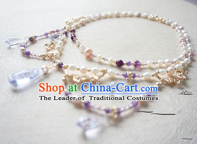 Chinese Handmade Ancient Jewelry Accessories Pearls Necklace Hanfu Necklet for Women