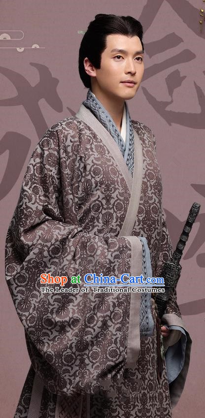 Chinese Ancient Eastern Han Dynasty General Wang Fu Historical Costume for Men