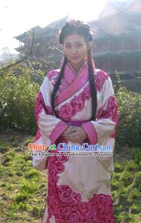 Chinese Ancient Han Dynasty Palace Lady Wang Zhaojun Hanfu Dress Replica Costume for Women