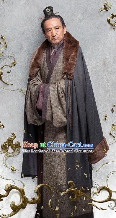 Chinese Ancient Three Kingdoms Period Military Strategist Jia Xu Historical Costume for Men