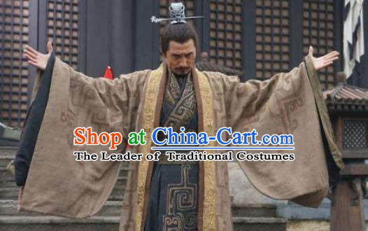 Ancient Chinese Qin Dynasty Emperor Hu Gai Historical Costume for Men