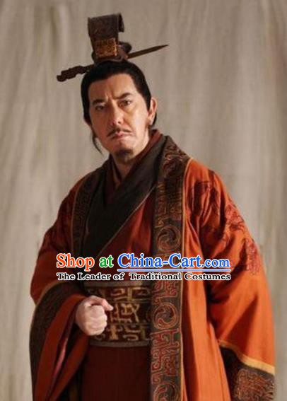 Traditional Chinese Ancient Emperor Gaozu of Han Dynasty Liu Bang Historical Costume for Men