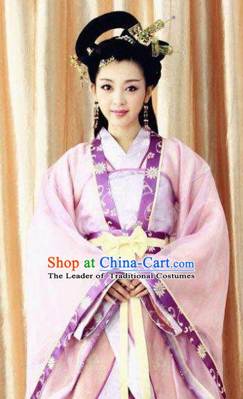 Chinese Ancient Three Kingdoms Period Wei State Imperial Concubine Guo Embroidered Hanfu Dress Replica Costume for Women