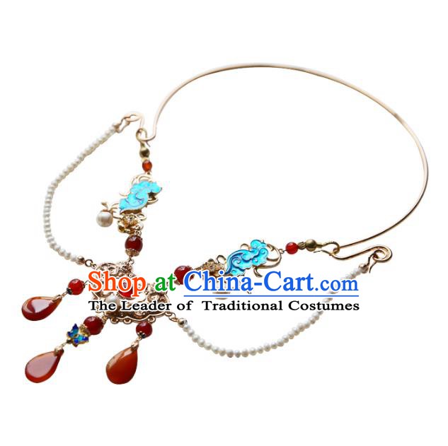Ancient Chinese Handmade Hanfu Necklace Accessories Pearls Necklet for Women
