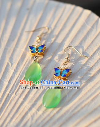 Ancient Chinese Handmade Hanfu Earrings Accessories Blueing Butterfly Eardrop for Women