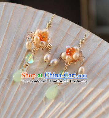 Ancient Chinese Handmade Hanfu Earrings Accessories Pearls Tassel Eardrop for Women