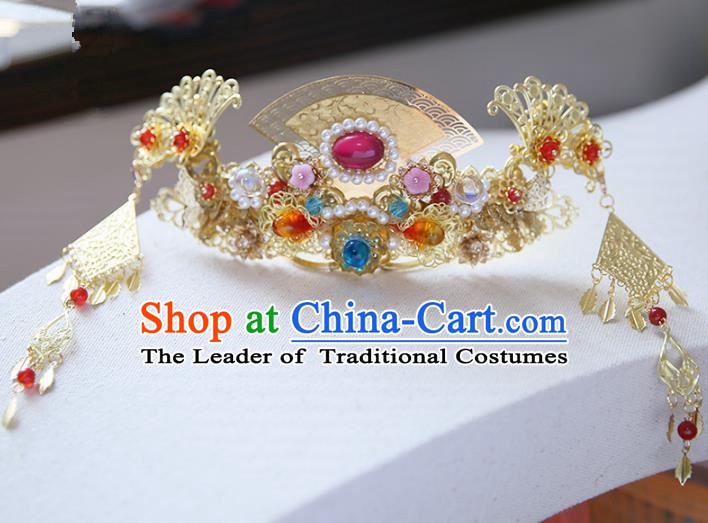Chinese Ancient Hanfu Handmade Tassel Hairpins Phoenix Coronet Step Shake Hair Accessories for Women
