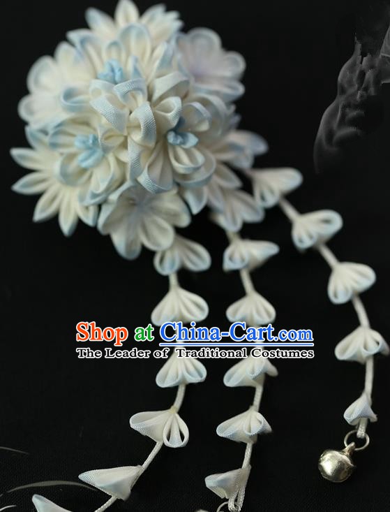 Traditional Asian Japan Hair Accessories Courtesan White Flowers Hairpins Japanese Kimono Headwear for Women