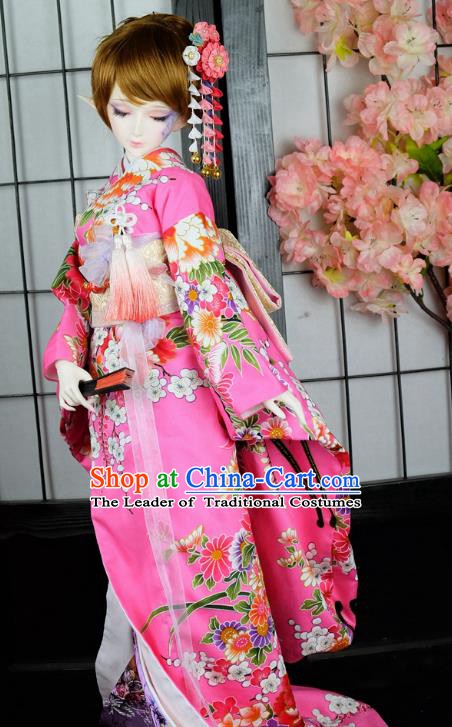 Traditional Asian Japan Costume Japanese Iromuji Kimonos Clothing Pink Sakura Kimono for Women