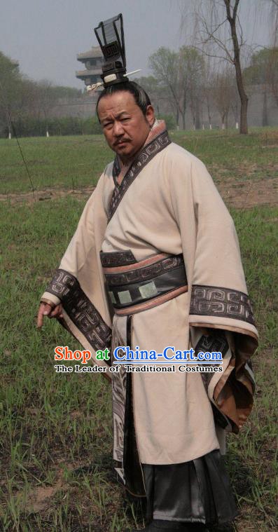 Traditional Chinese Spring and Autumn Period Qi State Minister Sun Ping Replica Costumes for Men