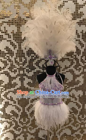 Top Grade Children Stage Performance Costume Catwalks Bikini and Feather Headdress for Kids