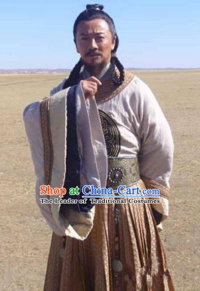 Ancient Chinese Yuan Dynasty Mongol Emperor Kublai Khan Replica Costumes for Men