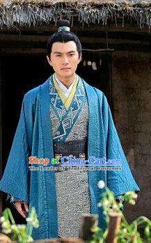 Chinese Ancient Han Dynasty Swordsman Military Officer Wei Qing Replica Costume for Men