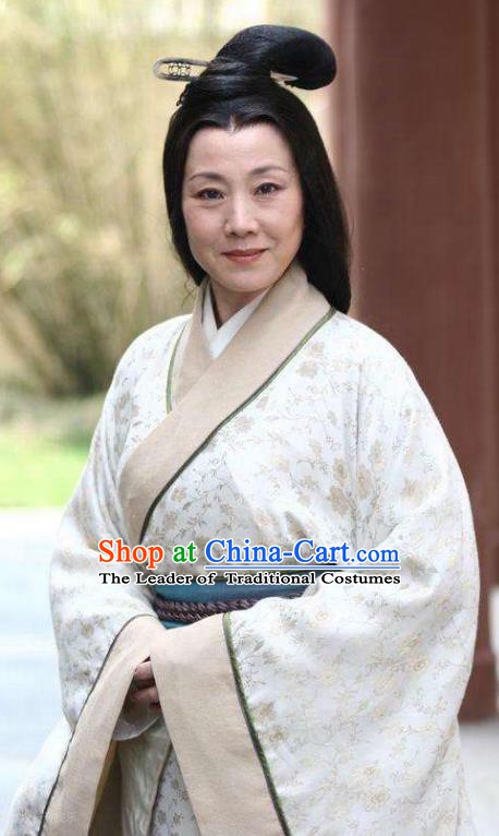 Chinese Ancient Han Dynasty Dowager Countess Mistress Hanfu Dress Replica Costume for Women