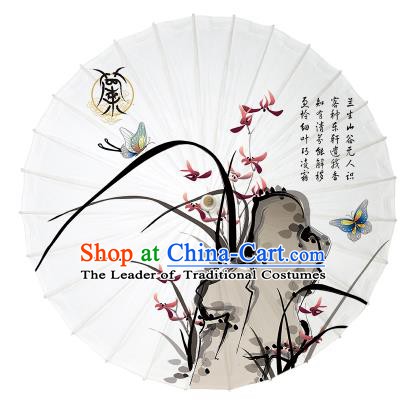 Chinese Traditional Paper Umbrella Folk Dance Handmade Painting Orchid Oil-paper Umbrella Yangko Umbrella