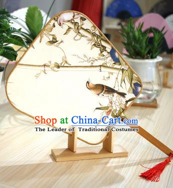 Chinese Traditional Printing Bamboo Birds Fans Handmade Square Fan China Ancient Palace Dance Fans