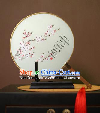 Chinese Traditional Circular Fans Handmade Printing Wintersweet Round Fan China Ancient Palace Dance Fans