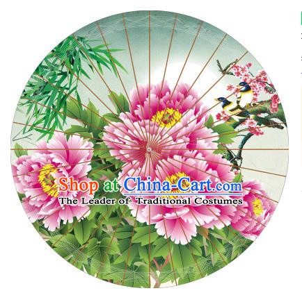 Chinese Traditional Artware Painting Red Peony Paper Umbrella Classical Dance Oil-paper Umbrella Handmade Umbrella