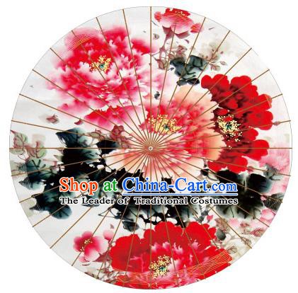 Chinese Traditional Artware Painting Peony Paper Umbrella Classical Dance Oil-paper Umbrella Handmade Umbrella