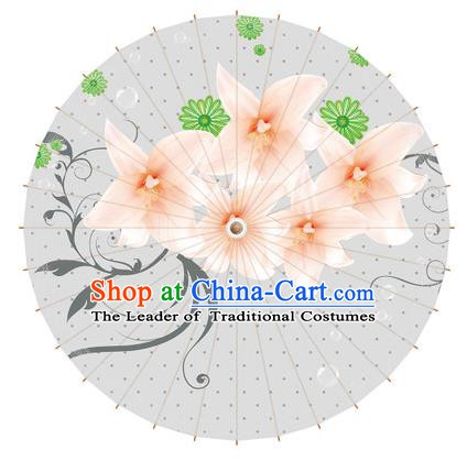 Chinese Traditional Artware Paper Umbrella Printing Magnolia Flowers Oil-paper Umbrella Handmade Umbrella