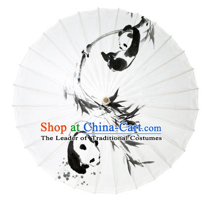 Chinese Traditional Artware Paper Umbrella Ink Wash Painting Panda Oil-paper Umbrella Handmade Umbrella