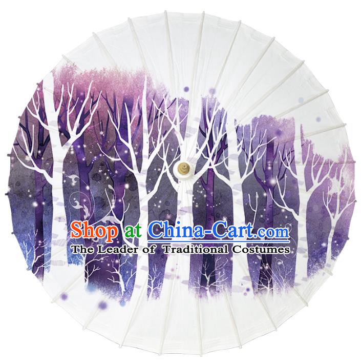 Chinese Traditional Artware Dance Umbrella Printing Purple Paper Umbrellas Oil-paper Umbrella Handmade Umbrella