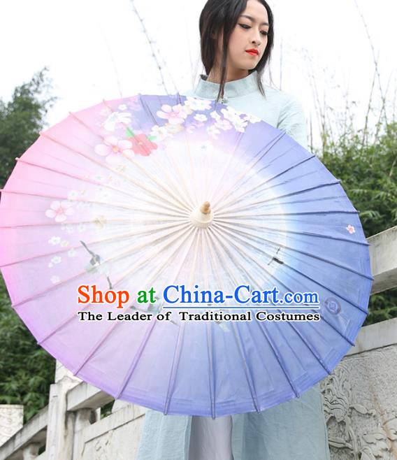 Chinese Traditional Artware Paper Umbrellas Printing Purple Oil-paper Umbrella Handmade Umbrella