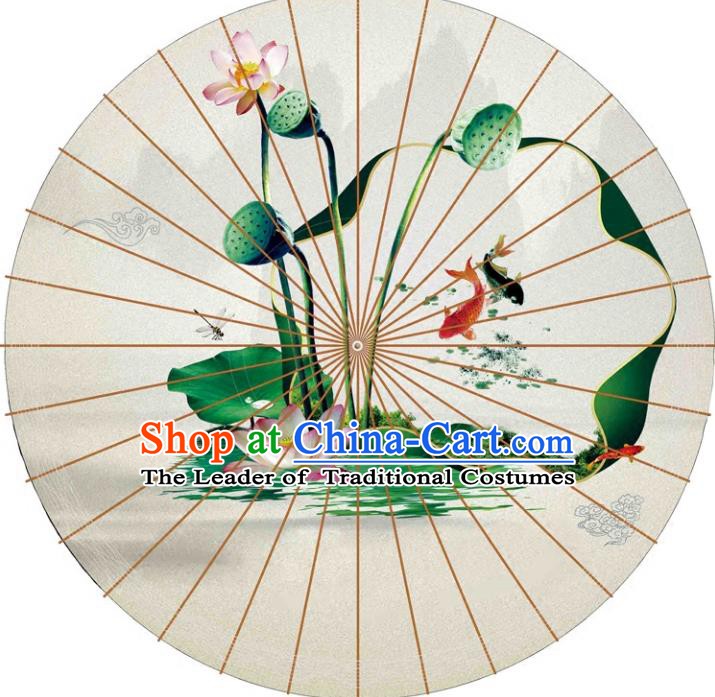 Chinese Traditional Artware Paper Umbrellas Printing Lotus Seedpod Oil-paper Umbrella Handmade Umbrella