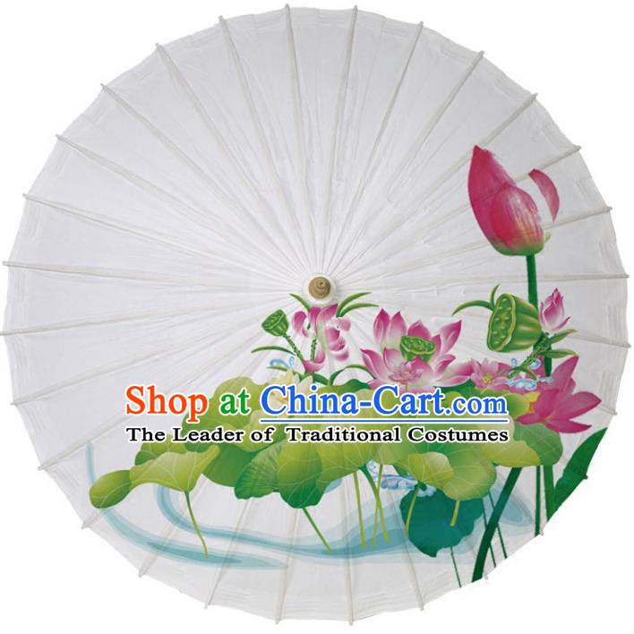 Chinese Traditional Artware Paper Umbrellas Printing Red Lotus Oil-paper Umbrella Handmade Umbrella