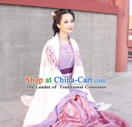 Chinese Ancient Tang Dynasty Empress Wang of Li Zhi Embroidered Hanfu Dress Replica Costume for Women