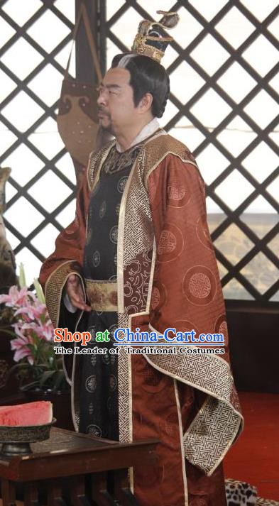 Chinese Ancient Sui Dynasty Royal Highness Li Zhenzong Embroidered Replica Costume for Men