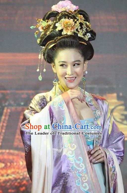 Ancient Chinese Tang Dynasty Princess Anle Embroidered Replica Costume for Women