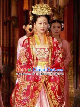 Chinese Ancient Tang Dynasty Princess Yifang Wedding Dress Embroidered Replica Costume for Women