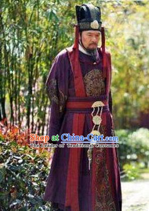 Chinese Ancient Tang Dynasty Prime Minister Zhangsun Wuji Replica Costume for Men