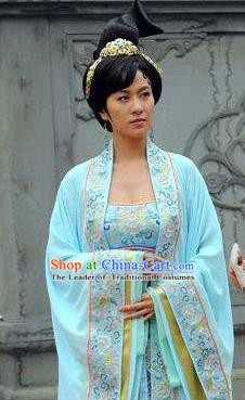 Chinese Ancient Tang Dynasty Dowager Guo Kingdom Yang Yuyao Hanfu Dress Embroidered Replica Costume for Women