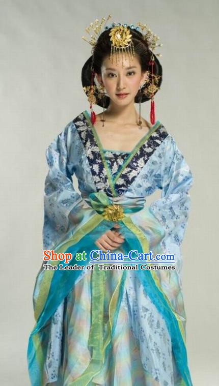 Ancient Chinese Tang Dynasty Palace Lady Embroidered Dress Replica Costume for Women