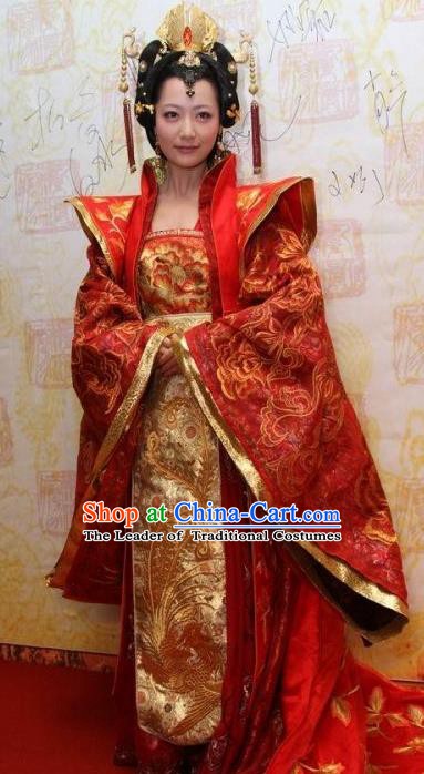 Traditional Chinese Ancient Tang Dynasty Imperial Concubine Embroidered Wedding Dress Replica Costume for Women