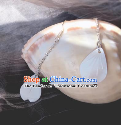 Traditional Chinese Ancient Jewelry Accessories White Shell Earrings Eardrop for Women